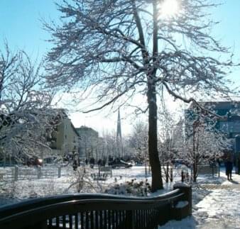 Kurpark Winter - Brücke zum Kurplatz